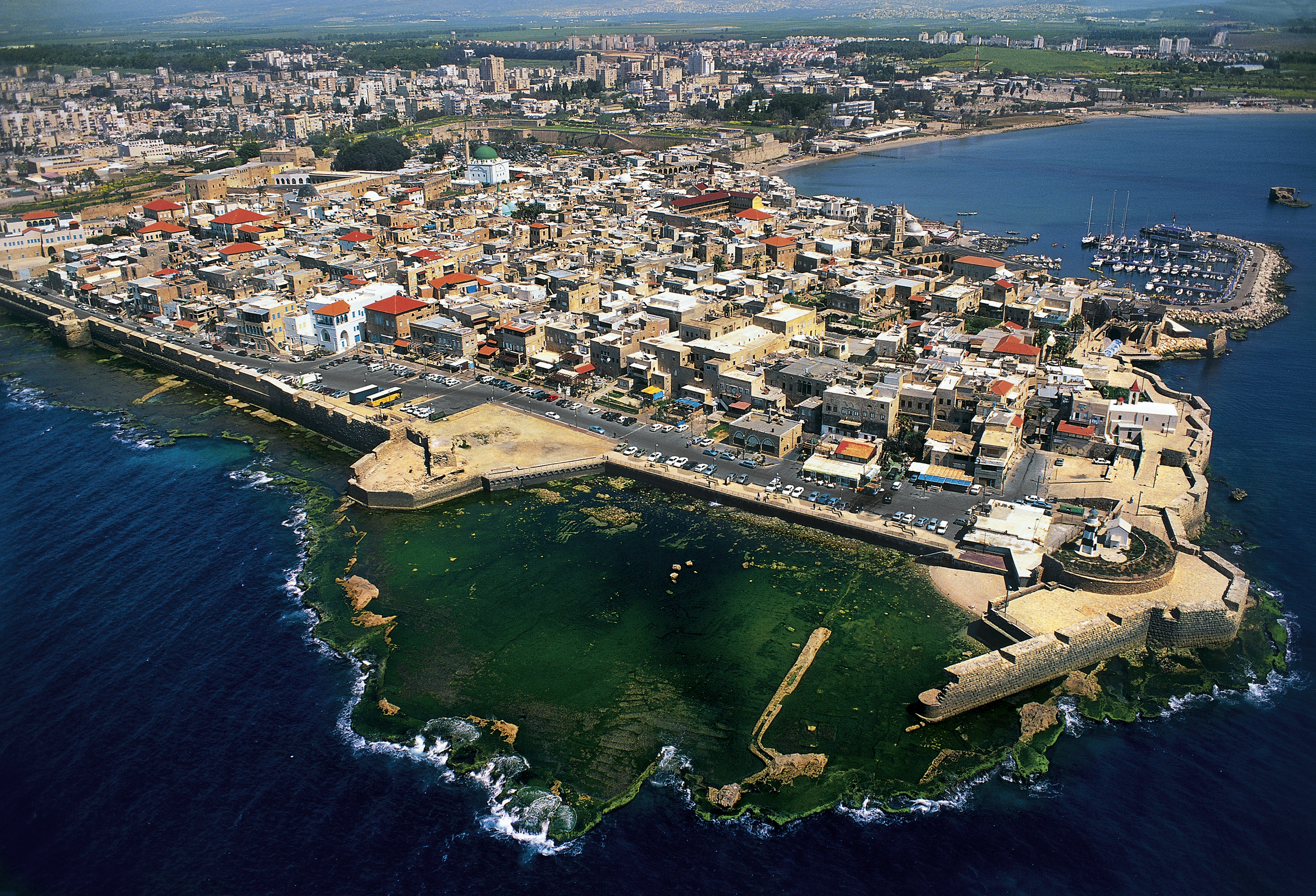 Aerial view of the old city of 'Akká